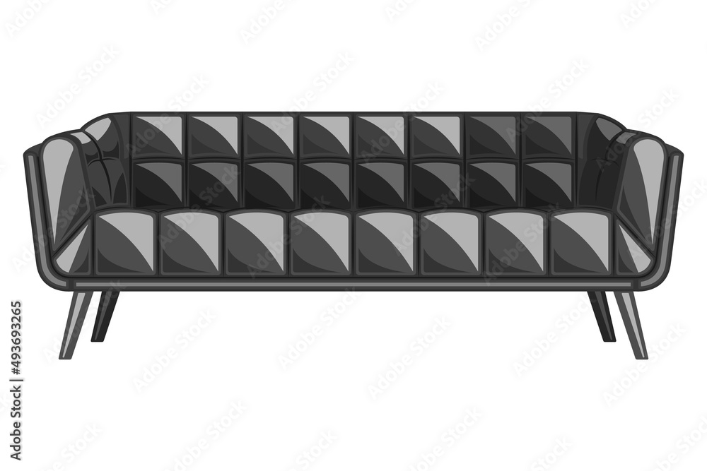 black leather сouch cartoon style isolated white background black leather сouch cartoon style isolated white background