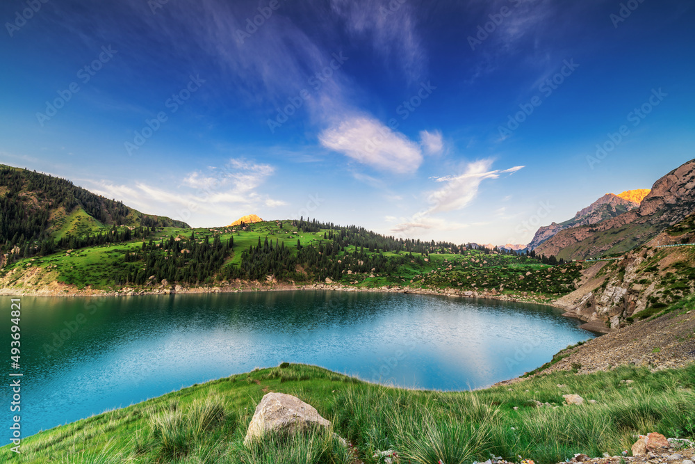 The beautiful lake in Duku road in Xinjiang Uygur Autonomous Region, China.