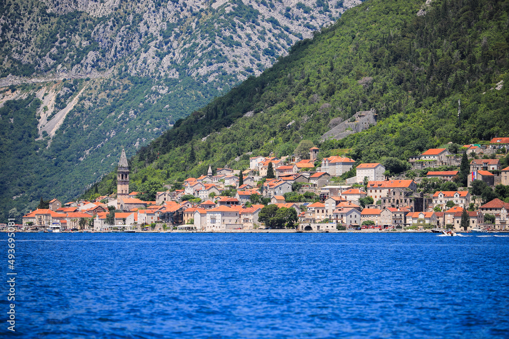 Perast city on the seacoast in Montenegro
