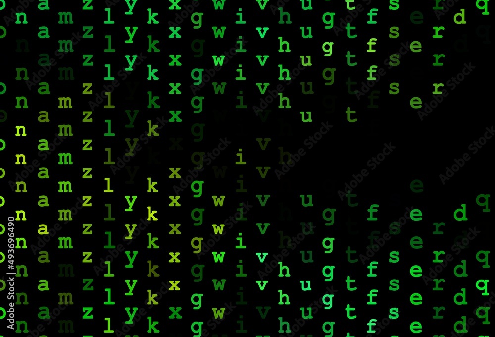Dark green, yellow vector cover with english symbols. Dark green, yellow vector cover with english symbols.