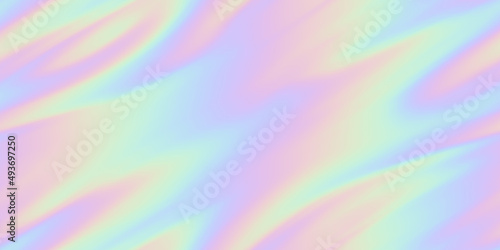 Seamless trendy iridescent rainbow foil texture. Soft holographic pastel unicorn marble background pattern. Modern pearlescent blurry abstract swirl illustration. photo