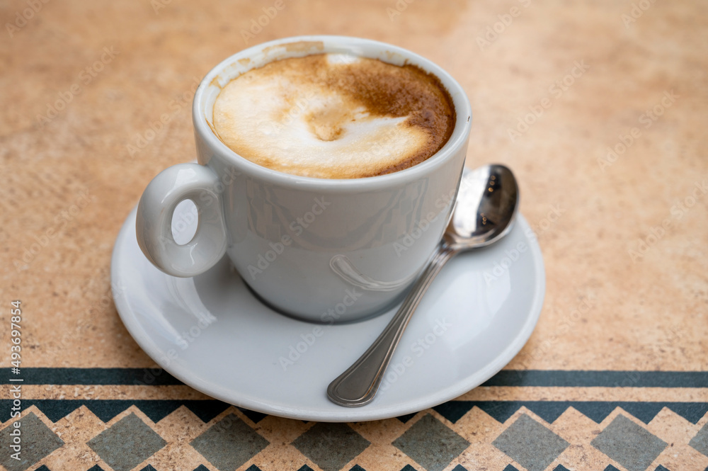 Fresh brewed coffee cappuccino in italian bar, morning coffee Fresh brewed coffee cappuccino in italian bar, morning coffee