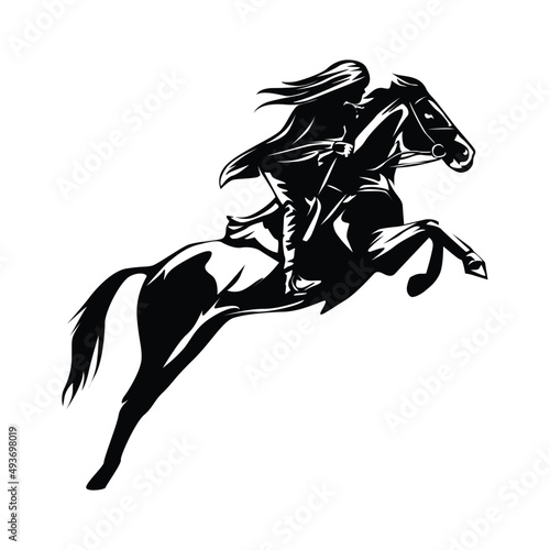 SILLUETT ILLUSTRATION OF GIRL RIDING HORSE
