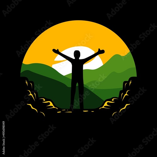 ILLUSTRATION OF MAN GOING ON AN ADVENTURE