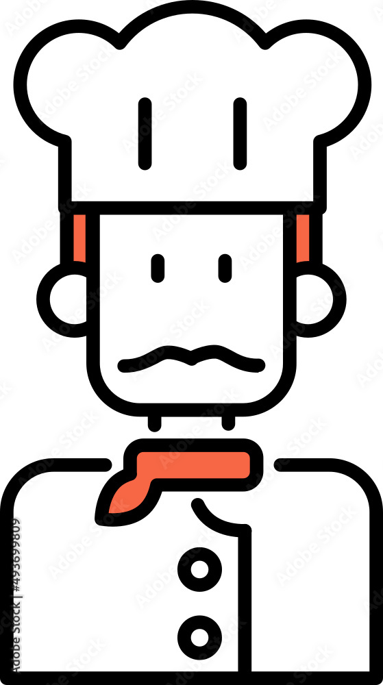 Chef with mustache duo tone line icon Chef with mustache duo tone line icon