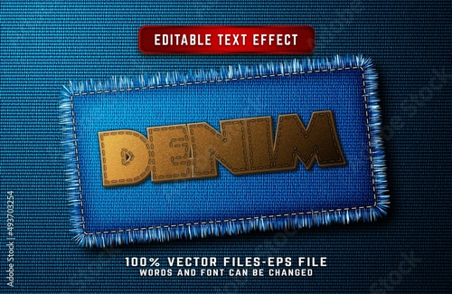 denim 3d realistic text effect premium vectors