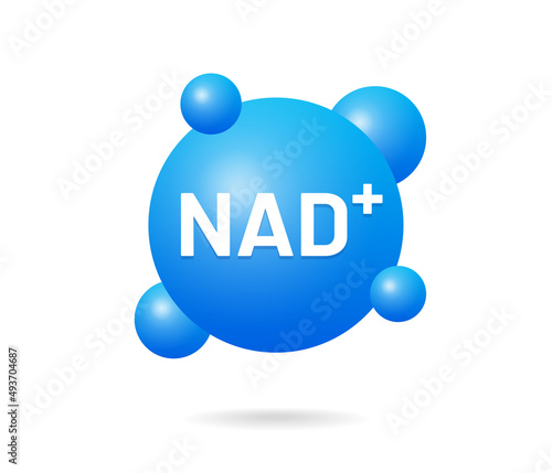 NAD+ molecules symbol vector illustration. Prevent aging therapy concept.