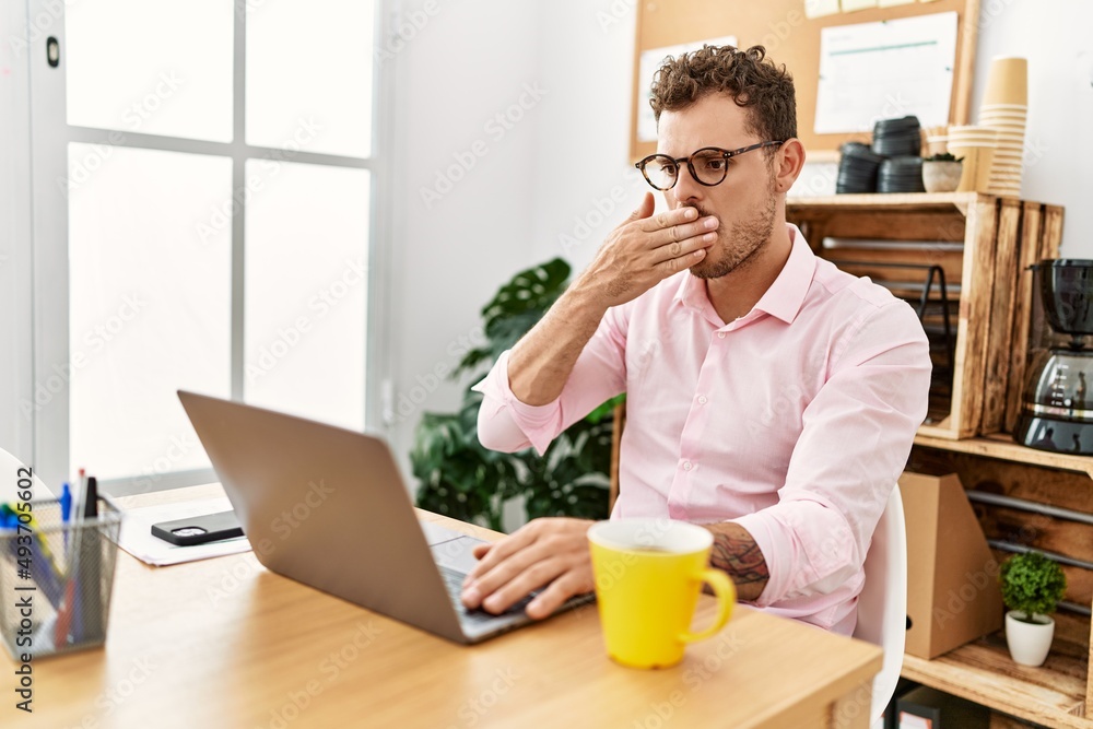 Young hispanic man having video call communicating with deaf sign language at office Young hispanic man having video call communicating with deaf sign language at office