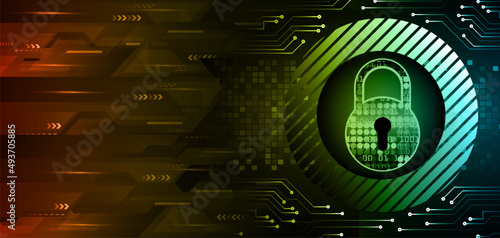 Closed Padlock on digital background, cyber security