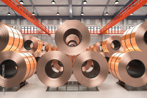 roll of copper sheets or heap of copper tapes