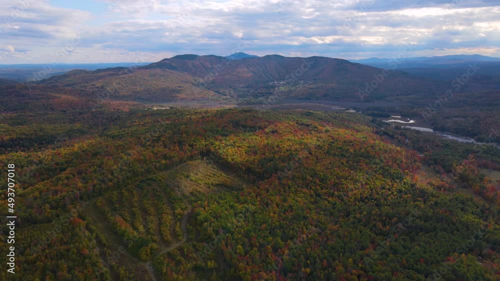 Ragged Mountain Resort and ski area aerial view with fall foliage in town of Danbury, New Hampshire NH, USA. Ragged Mountain Resort and ski area aerial view with fall foliage in town of Danbury, New Hampshire NH, USA.