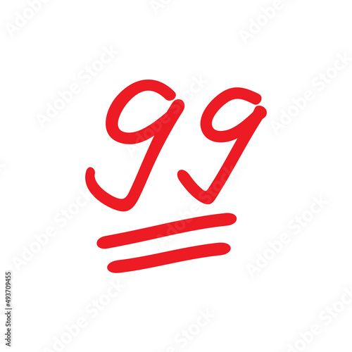 Ninety nine logo icon design, 99 points illustration, good exam score