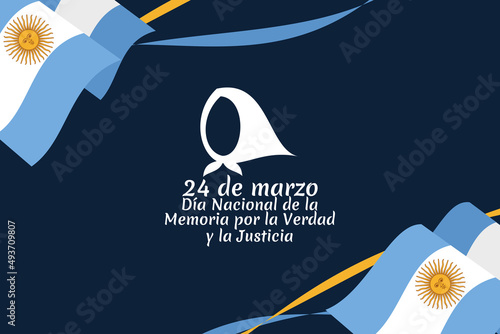Translation: March 24, Day of Remembrance for Truth and Justice   vector illustration. National holiday of Argentina. Suitable for greeting card and poster. 