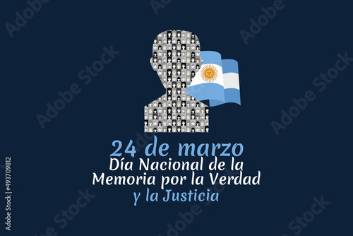Translation: March 24, Day of Remembrance for Truth and Justice   vector illustration. National holiday of Argentina. Suitable for greeting card and poster. 