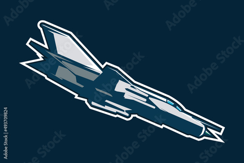 Russian cold war supersonic jet fighter and interceptor aircraft icon vector illustration. simple military aircraft icon