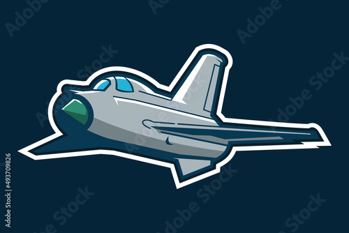 Russian cold war supersonic jet fighter and interceptor aircraft icon vector illustration. simple military aircraft icon