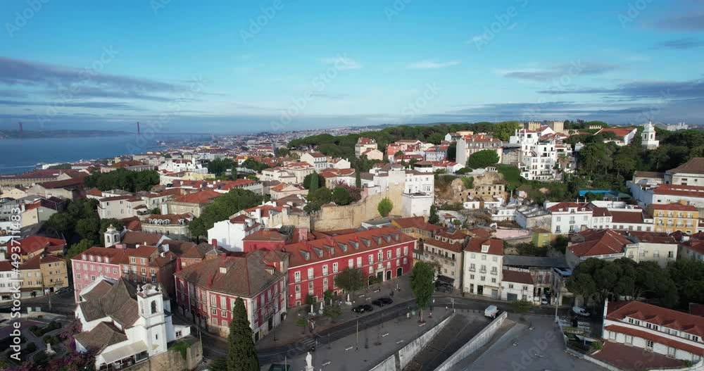 Drone fly over Lisbon, Portugal Drone fly over Lisbon, Portugal