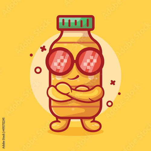 cute cooking oil bottle character mascot with cool gesture isolated cartoon in flat style design