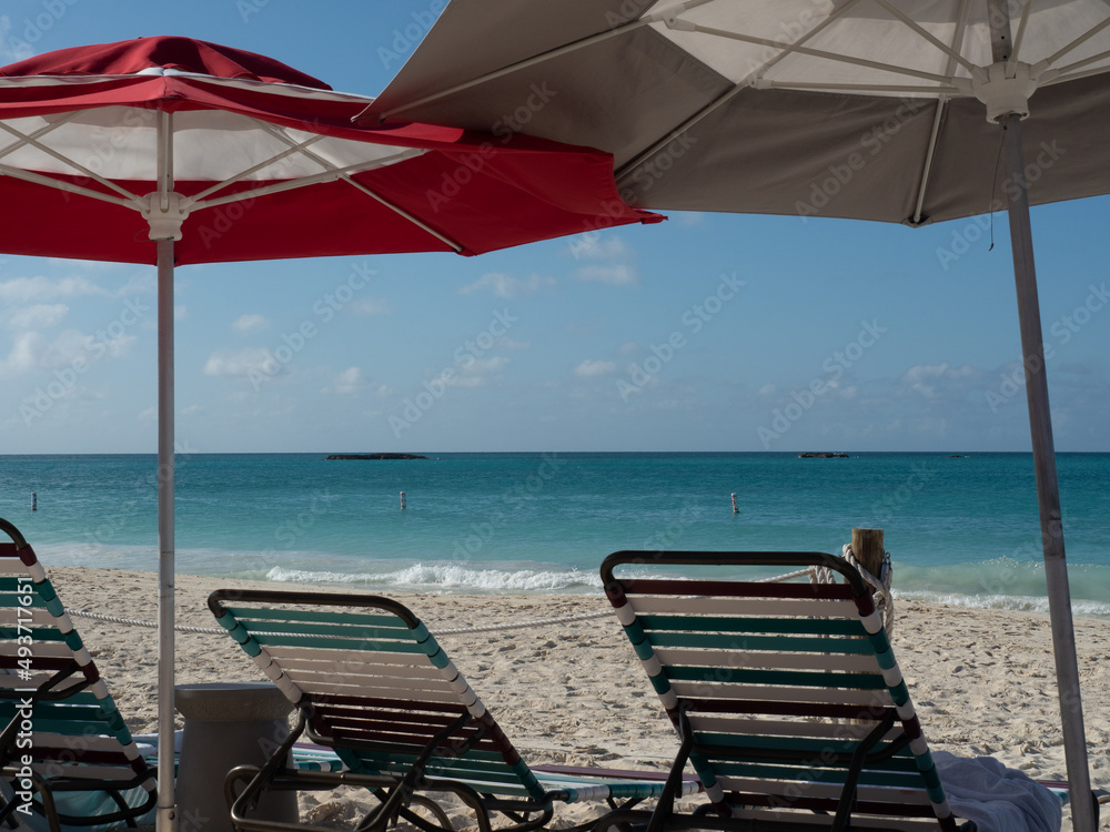 Obraz premium lounge chairs on the beach