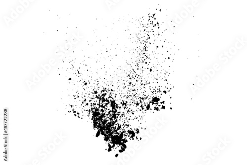 Black grainy texture isolated on white background. Dust overlay. Dark noise granules. Digitally generated image. Vector design elements. Illustration, Eps 10.