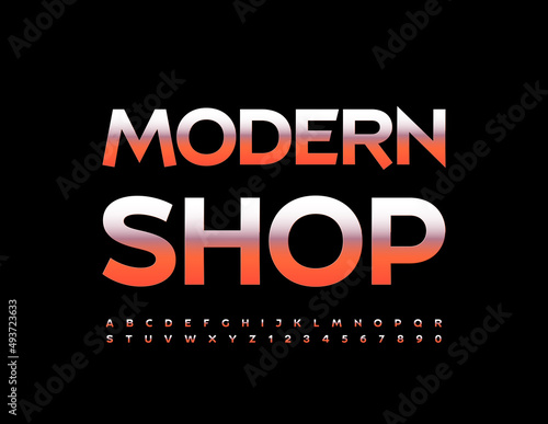 Vector luxurySign Modern Shop. Trendy Alphabet Letters and Numbers set. Golden Font.