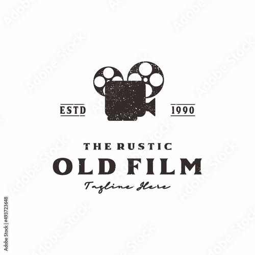 video camera logo design retro hipster vintage. old projector logo