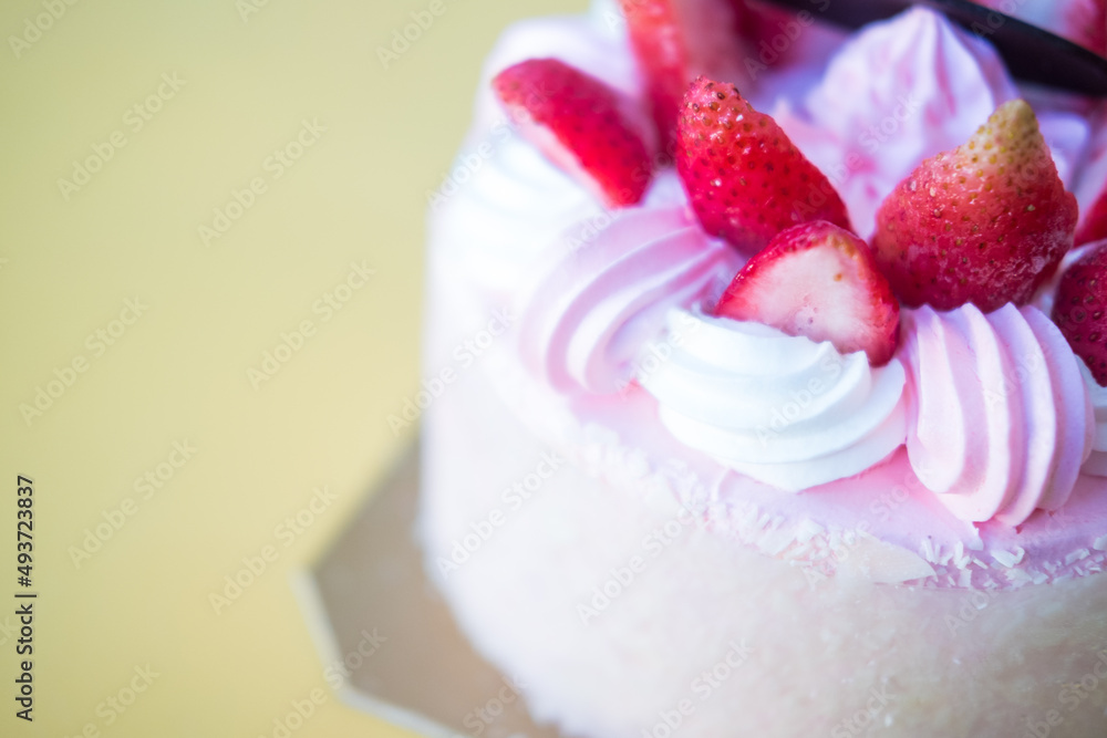 Birthday Cake With Strawberries Stock Photo Adobe Stock