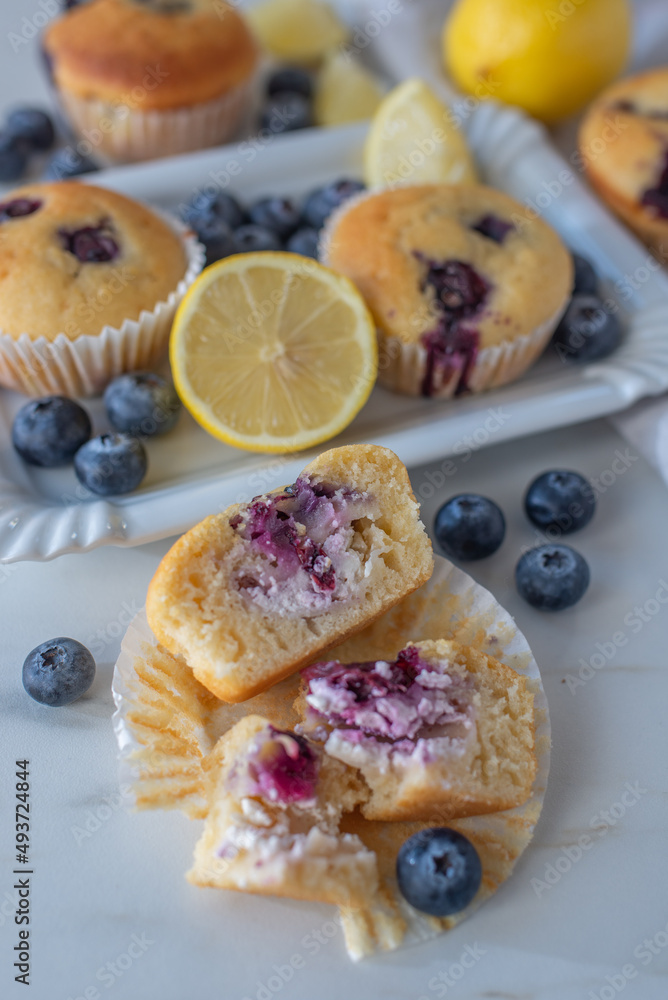 Freshly baked blueberry ricotta muffin 