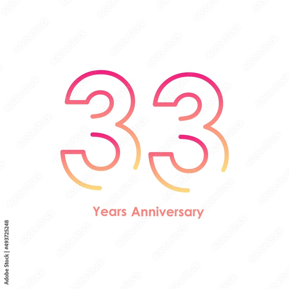 33 anniversary logotype with gradient colors for celebration purpose and special moment
