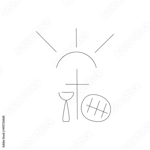 Sign of holy communion bread and wine drawing vector illustration