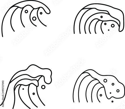 wave icon set simple, minimalist