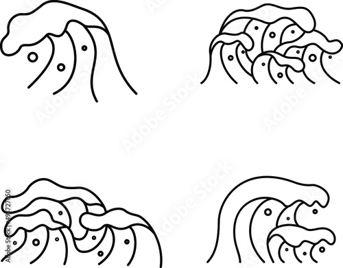 wave icon set simple, minimalist