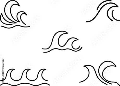wave icon set simple, minimalist