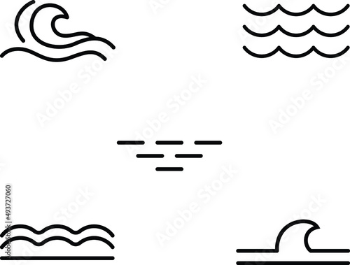 wave icon set simple, minimalist
