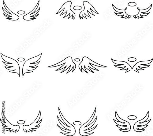 wing icon set simple minimalist