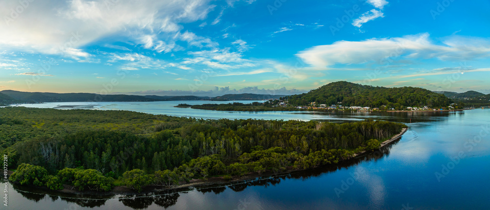 Early evening panorama over the bay