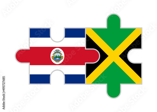puzzle pieces of costa rica and jamaica flags. vector illustration isolated on white background