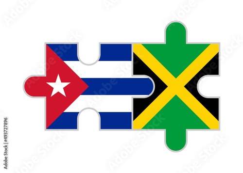 puzzle pieces of cuba and jamaica flags. vector illustration isolated on white background