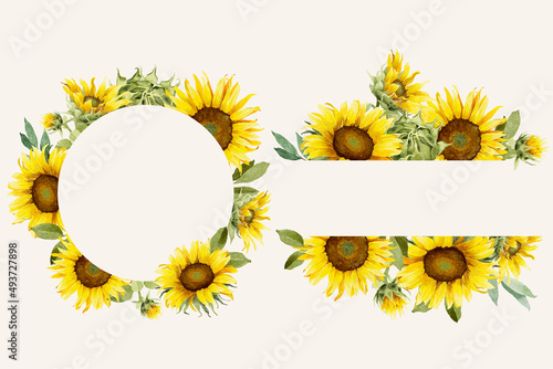 Watercolor Sunflowers Frames Collection