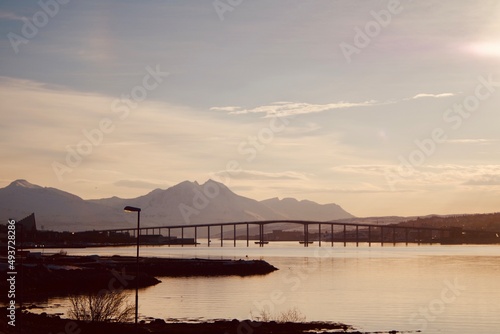 sunset over the bridge in Tromso  © T