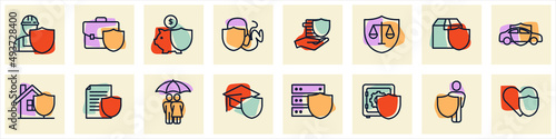 Insurance set icon symbol template for graphic and web design collection logo vector illustration