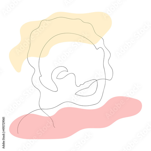 Beautiful lady. One line art portrait.