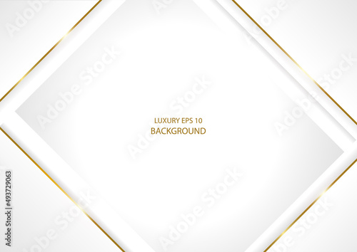 Abstract luxury white square shapes with gold lines