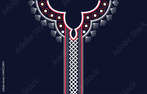 Ethnic Neck Embroidery Geometric shapes ethnic patterns neck embroidery designs for backgrounds or wallpaper and clothing for fashion vector