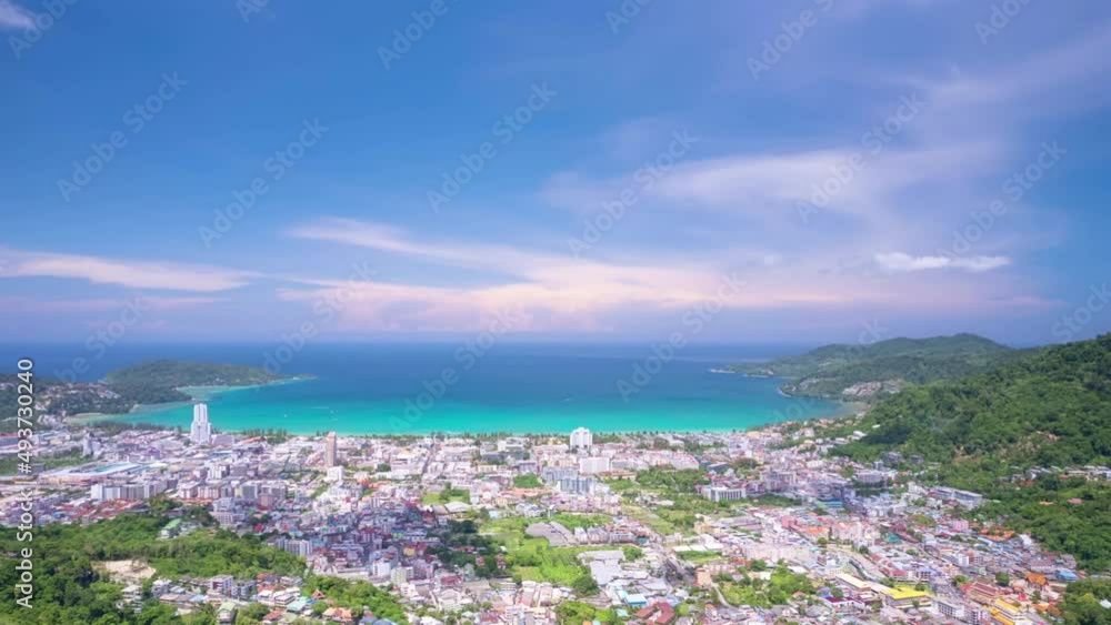 Phuket Thailand Aerial view Drone High angle view Hyperlapse footage of patong city surrounded by mountains at Phuket Thailand Beautiful nature travel background. Amazing sea in summer season Phuket Thailand Aerial view Drone High angle view Hyperlapse footage of patong city surrounded by mountains at Phuket Thailand Beautiful nature travel background. Amazing sea in summer season