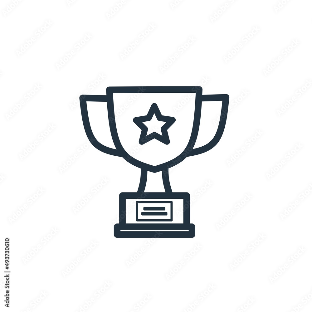 Thin linear trophy line icon isolated on a white background. Trophy or award symbol design for web and mobile apps. Line vector sign Thin linear trophy line icon isolated on a white background. Trophy or award symbol design for web and mobile apps. Line vector sign