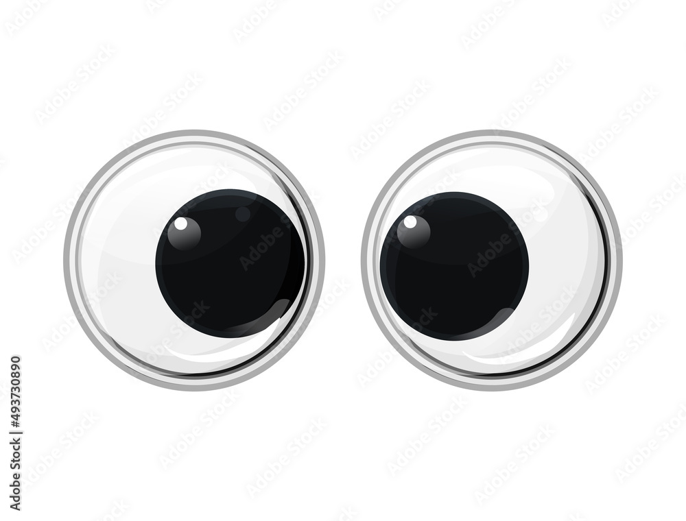 Fun safe toys. Oblique plastic toy eyes. Vector cartoon illustration on a white isolated background. Fun safe toys. Oblique plastic toy eyes. Vector cartoon illustration on a white isolated background.