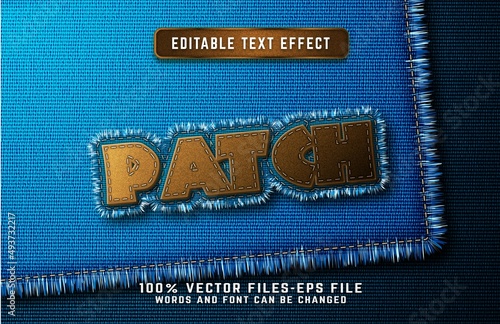 Patch 3d realistic text effect premium vectors