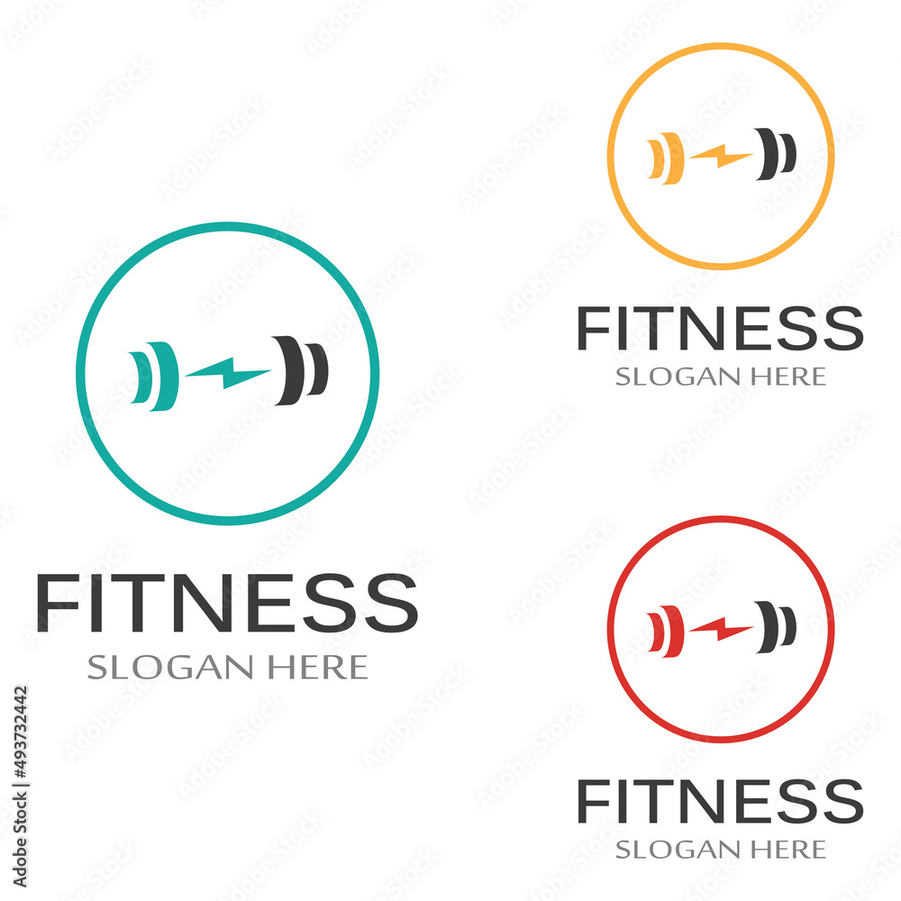 Fototapeta premium fitness gym and barbell silhouette logo.Design for fitness gym and barbell,using a vector illustration template design concept