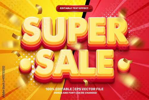 modern orange super sale bold template 3D Editable text Effect Style